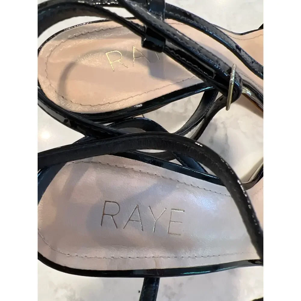 Raye Women’s Strappy Ankle Strap‎ Open Toe Party Block High Heels Size 6.5 Black
